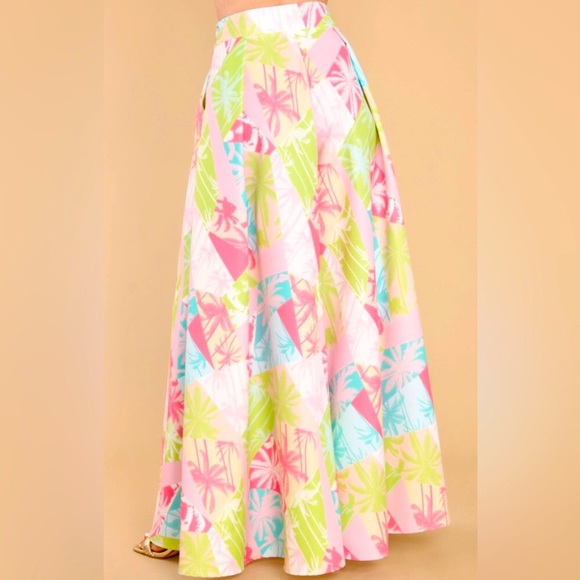 Red Dress Boutique Wide Leg Pants Tropical Print Pastel Colors sz L New NWT - Picture 6 of 14